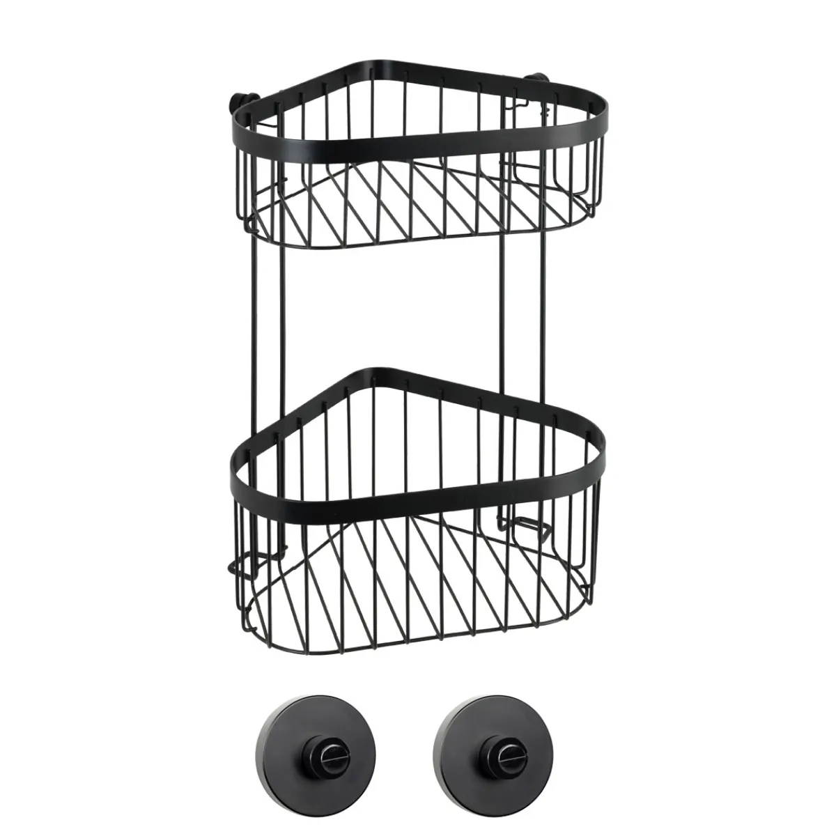 Wenko Eckregal 2 Etagen Classic Plus Black mit Vacuum-Loc Adapter Befestigen ohne bohren