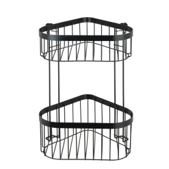 Wenko Eckregal 2 Etagen Classic Plus Black mit Vacuum-Loc Adapter Befestigen ohne bohren