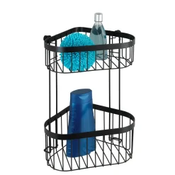 Wenko Eckregal 2 Etagen Classic Plus Black mit Vacuum-Loc Adapter Befestigen ohne bohren