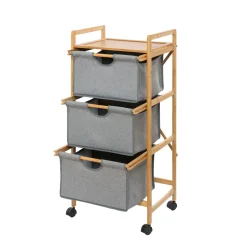Haushaltswagen mit 3 Schubladen Bahari aus Bambus Wäschewagen aus Bambus*Wenko New