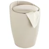Wenko Hocker Candy Beige Leinenoptik mit Wäschesack Badhocker mit abnehmbarem Wäschesammler