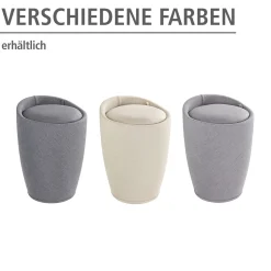 Wenko Hocker Candy Beige Leinenoptik mit Wäschesack Badhocker mit abnehmbarem Wäschesammler