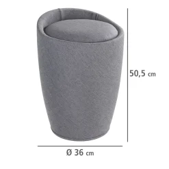 Wenko Hocker Candy Grey Leinenoptik mit Wäschesack Badhocker mit abnehmbarem Wäschesammler