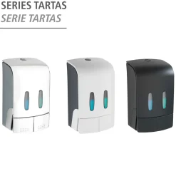 2-Kammer Desinfektionsmittel- und Seifenspender Tartas Weiß Seifen-Dosierer und Desinfektionsspender Füllmenge je Kammer 480 ml^Wenko Discount