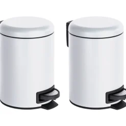 Wenko Kosmetik Treteimer Leman Weiß 3 L 2er Set Kosmetikeimer Mülleimer