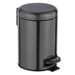 Wenko Kosmetik Treteimer Leman Metallic-Schwarz 3 L Edelstahl
