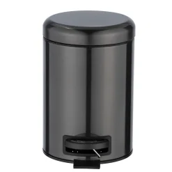 Wenko Kosmetik Treteimer Leman Metallic-Schwarz 3 L Edelstahl