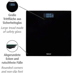 Wenko Personenwaage LCD Schwarz digitale Körperwaage mit LCD-Display