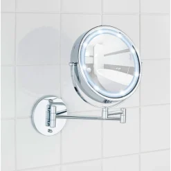 Wenko Power-Loc LED Wandspiegel Lumi 5-fach Vergrößerung Befestigen ohne bohren