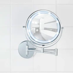 Wenko Power-Loc LED Wandspiegel Lumi 5-fach Vergrößerung Befestigen ohne bohren