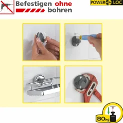 Power-Loc LED Wandspiegel Aura Befestigen ohne bohren mit hochwertigem Acrylrahmen^Wenko Discount