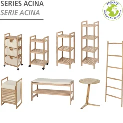 Rollregal 3 Etagen Acina Rollwagen Küchen-Regal Badezimmer-Regal auf Rollen FSC*Wenko Sale