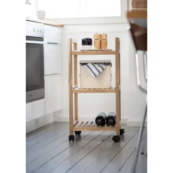 Rollregal 3 Etagen Acina Rollwagen Küchen-Regal Badezimmer-Regal auf Rollen FSC*Wenko Sale