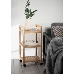 Rollregal 3 Etagen Acina Rollwagen Küchen-Regal Badezimmer-Regal auf Rollen FSC*Wenko Sale