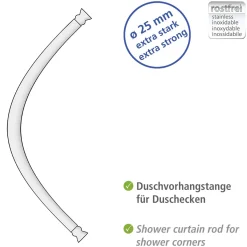 Rundduschstange Chrom 80 x 80 / 90 x 90 cm*Wenko Online