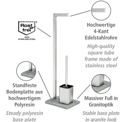 Stand WC-Garnitur Granit Edelstahl rostfrei^Wenko New
