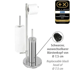 Stand WC-Garnitur Universalo Neo Edelstahl integrierter Toilettenpapierhalter und WC-Bürstenhalter rostfrei*Wenko
