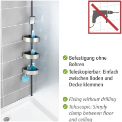 Wenko Teleskop-Duschecke Premium Big Black Edelstahl rostfrei