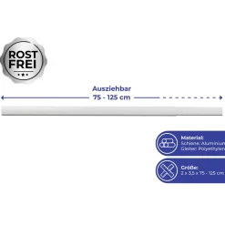 Wenko Teleskop-Duschschiene Era Weiß 75-125 cm Duschvorhang-Schiene