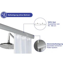 Teleskop-Duschschiene Era Chrom 75-125 cm Duschvorhangschiene*Wenko Hot