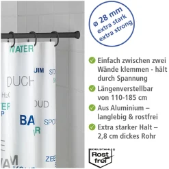 Wenko Teleskop-Duschstange Schwarz 110 - 185 cm