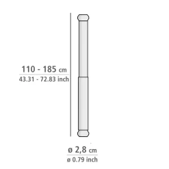 Wenko Teleskop-Duschstange Luz 110 - 185 cm Schwarz Ausziehbare Duschvorhangstange aus rostfreiem Aluminium