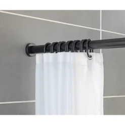 Wenko Teleskop-Duschstange Luz 110 - 185 cm Schwarz Ausziehbare Duschvorhangstange aus rostfreiem Aluminium