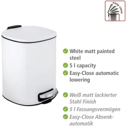 Wenko Treteimer Alassio Weiß 5 L Easy-Close Absenkautomtik