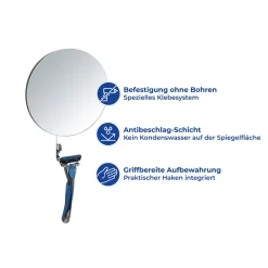 Turbo-Loc Antibeschlagspiegel Edelstahl Befestigen ohne bohren^Wenko Best