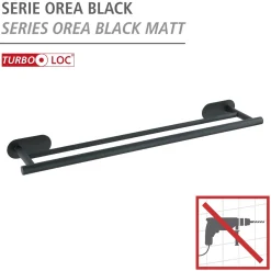 Turbo-Loc Edelstahl Badetuchstange Duo Orea Black Matt Handtuchstange Befestigen ohne bohren*Wenko Best