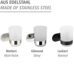 Turbo-Loc Edelstahl Zahnputzbecherhalter Uno Orea Black Matt Zahnbürstenhalter Befestigen ohne bohren*Wenko
