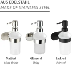 Wenko Turbo-Loc Edelstahl Seifenspender Orea Black Matt Flüssigseifen-Spender Befestigen ohne bohren ca 200 ml