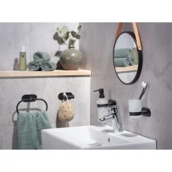 Wenko Turbo-Loc Edelstahl Seifenspender Orea Black Matt Flüssigseifen-Spender Befestigen ohne bohren ca 200 ml