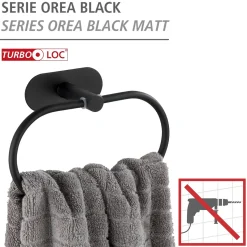 Turbo-Loc Edelstahl Handtuchring Orea Black Matt Handtuchhalter Befestigen ohne bohren*Wenko Outlet