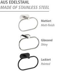 Turbo-Loc Edelstahl Handtuchring Orea Black Matt Handtuchhalter Befestigen ohne bohren*Wenko Outlet