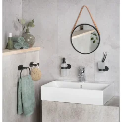 Turbo-Loc Edelstahl Handtuchring Orea Black Matt Handtuchhalter Befestigen ohne bohren*Wenko Outlet