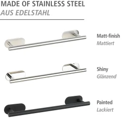 Turbo-Loc Edelstahl Badetuchstange Orea Black Matt Handtuchhalter Befestigen ohne bohren^Wenko Outlet