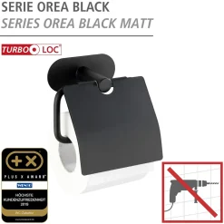 Turbo-Loc Edelstahl Toilettenpapierhalter mit Deckel Orea Black Matt WC-Rollenhalter Befestigen ohne bohren^Wenko Hot