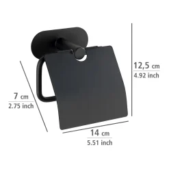 Turbo-Loc Edelstahl Toilettenpapierhalter mit Deckel Orea Black Matt WC-Rollenhalter Befestigen ohne bohren^Wenko Hot