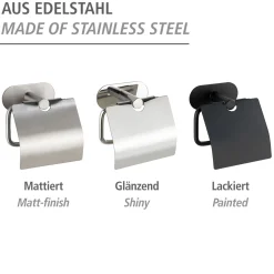 Turbo-Loc Edelstahl Toilettenpapierhalter mit Deckel Orea Black Matt WC-Rollenhalter Befestigen ohne bohren^Wenko Hot