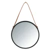 Wandspiegel Borrone rund 30 cm schwarz mit Aufhänge-Gurt^Wenko Discount