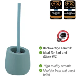 Wenko WC-Garnitur Badi Blaugrau Keramik WC-Bürstenhalter