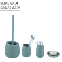 Wenko WC-Garnitur Badi Blaugrau Keramik WC-Bürstenhalter