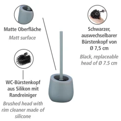 Wenko WC-Garnitur Badi Grau Keramik WC-Bürstenhalter