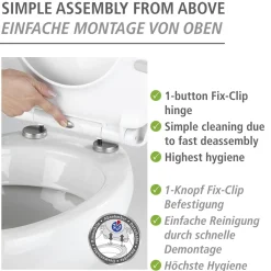 WC-Sitz Plumes mit Relief-Oberfläche Toilettensitz mit Absenkautomatik Schnellbefestigung aus bruchstabilem Thermoplast*Wenko Clearance