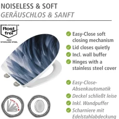 WC-Sitz Plumes mit Relief-Oberfläche Toilettensitz mit Absenkautomatik Schnellbefestigung aus bruchstabilem Thermoplast*Wenko Clearance
