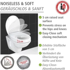 WC-Sitz Secura Comfort aus antibakteriellem Duroplast mit Sitzflächenerhöhung*Wenko