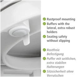 WC-Sitz Secura Comfort aus antibakteriellem Duroplast mit Sitzflächenerhöhung*Wenko