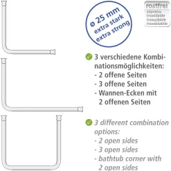 Wenko Winkelstange Universal extra stark Chrom variabel 25 mm