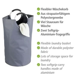 Wenko Wäschesammler Jumbo Anthrazit Multifunktionstasche 69 l